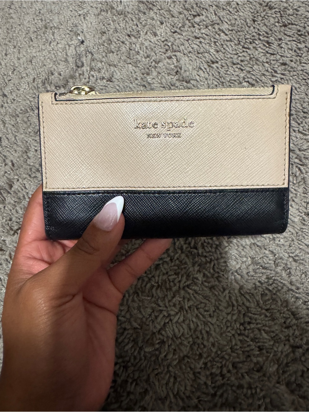 kate spade Two-Tone Beige and Black Zip Wallet